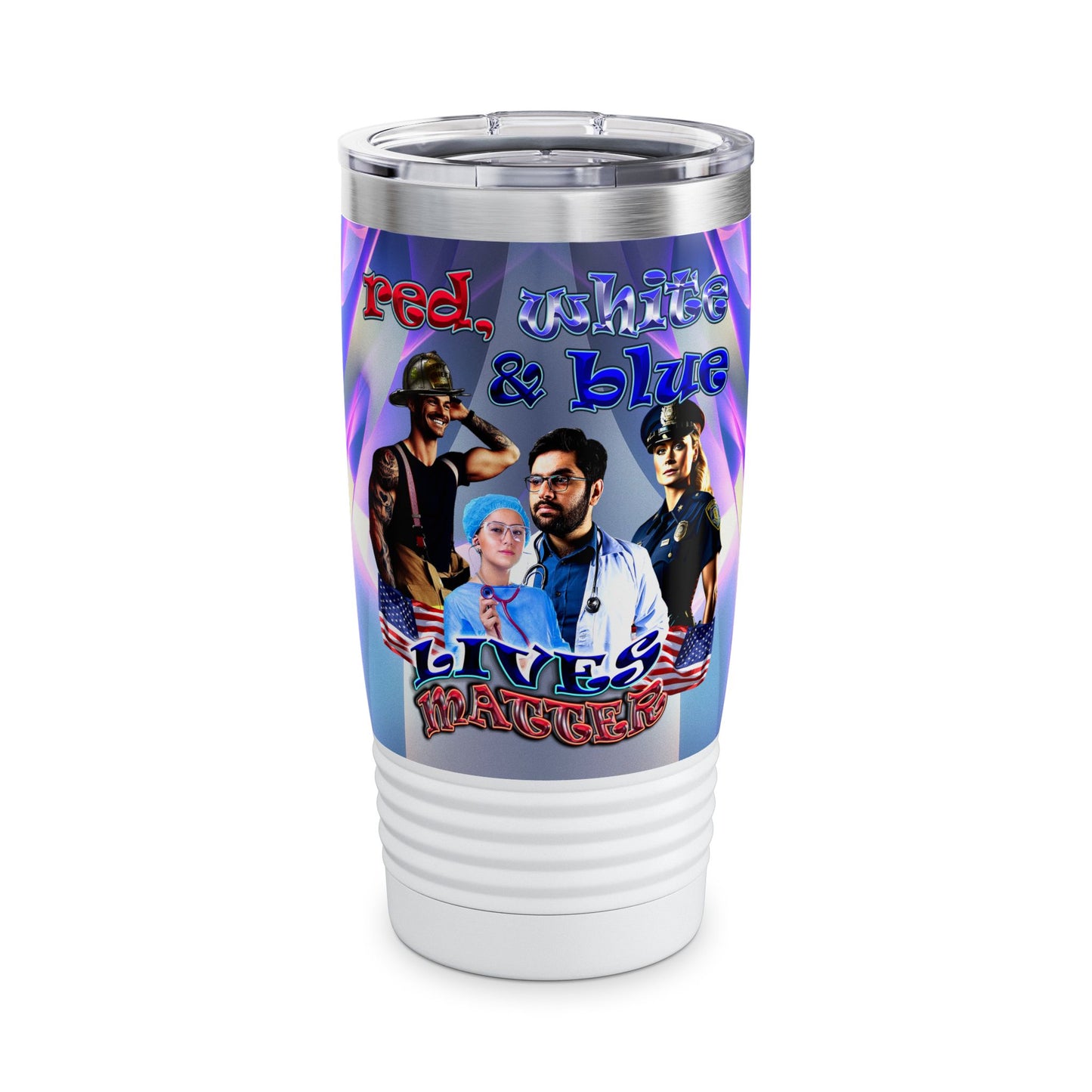 rw&b lives matter - Ringneck Tumbler, 20oz (grey-pink wave)