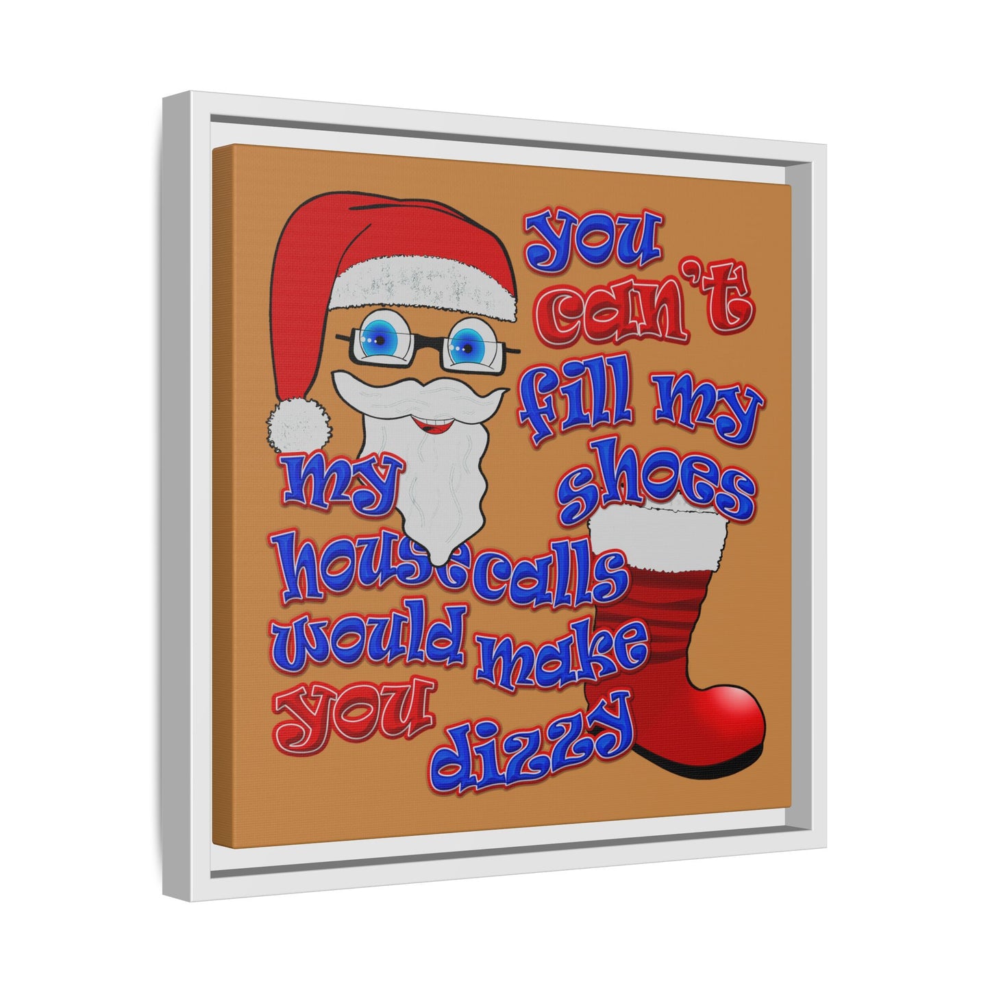 santa's shoes - framed canvas art (light brown)