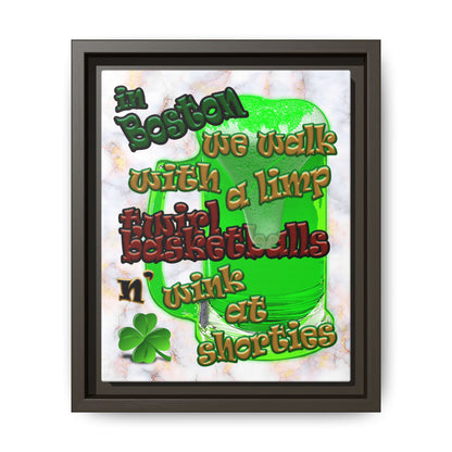 celtics logo - framed canvas art (white marble)