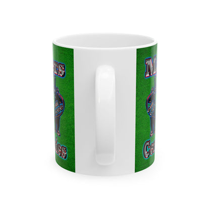 em cee squared - White Mug (green turf)