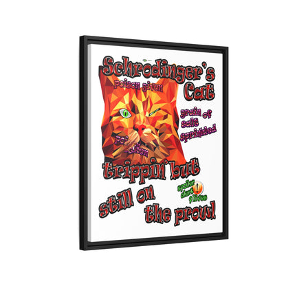 schrodinger's cat - framed canvas art (white)