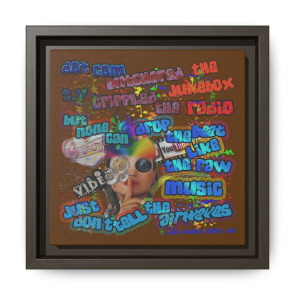drop the beat - framed canvas art (brown)