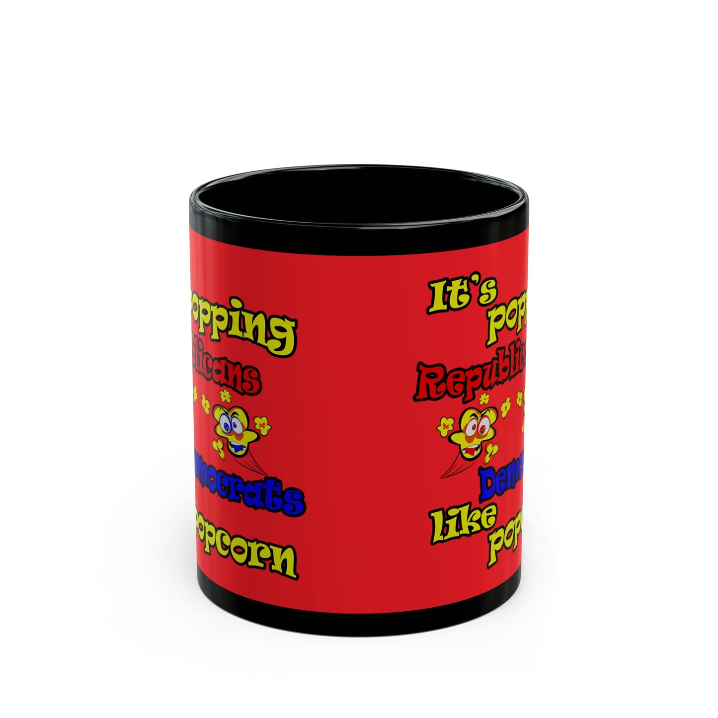 popping like popcorn - Black Mug (red)
