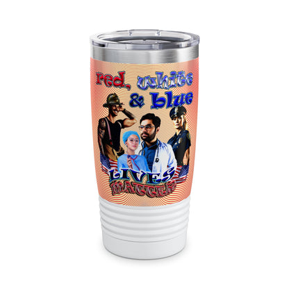 rw&b lives matter - Ringneck Tumbler, 20oz (yellow-orange wave)