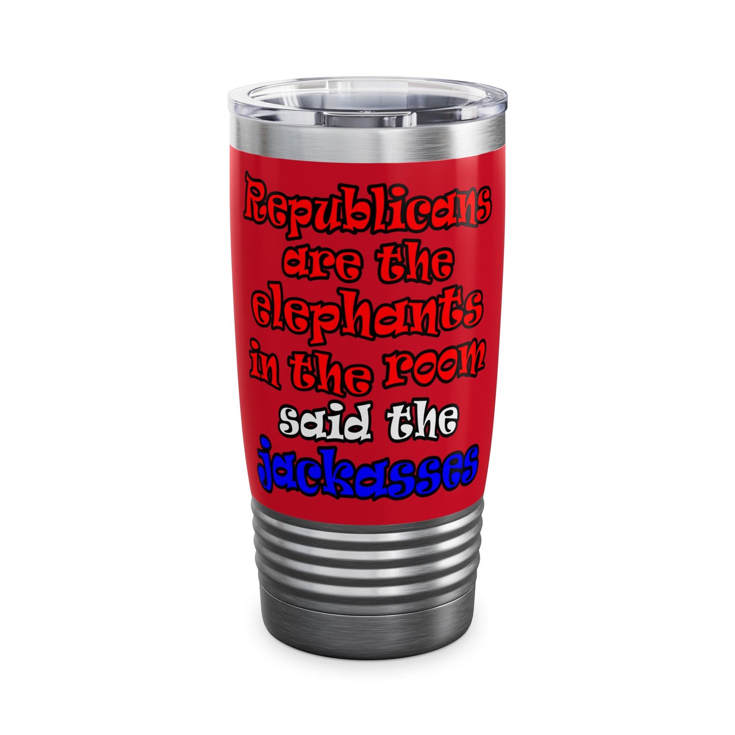 donkeys and elephants - Ringneck Tumbler, 20oz (dark red)