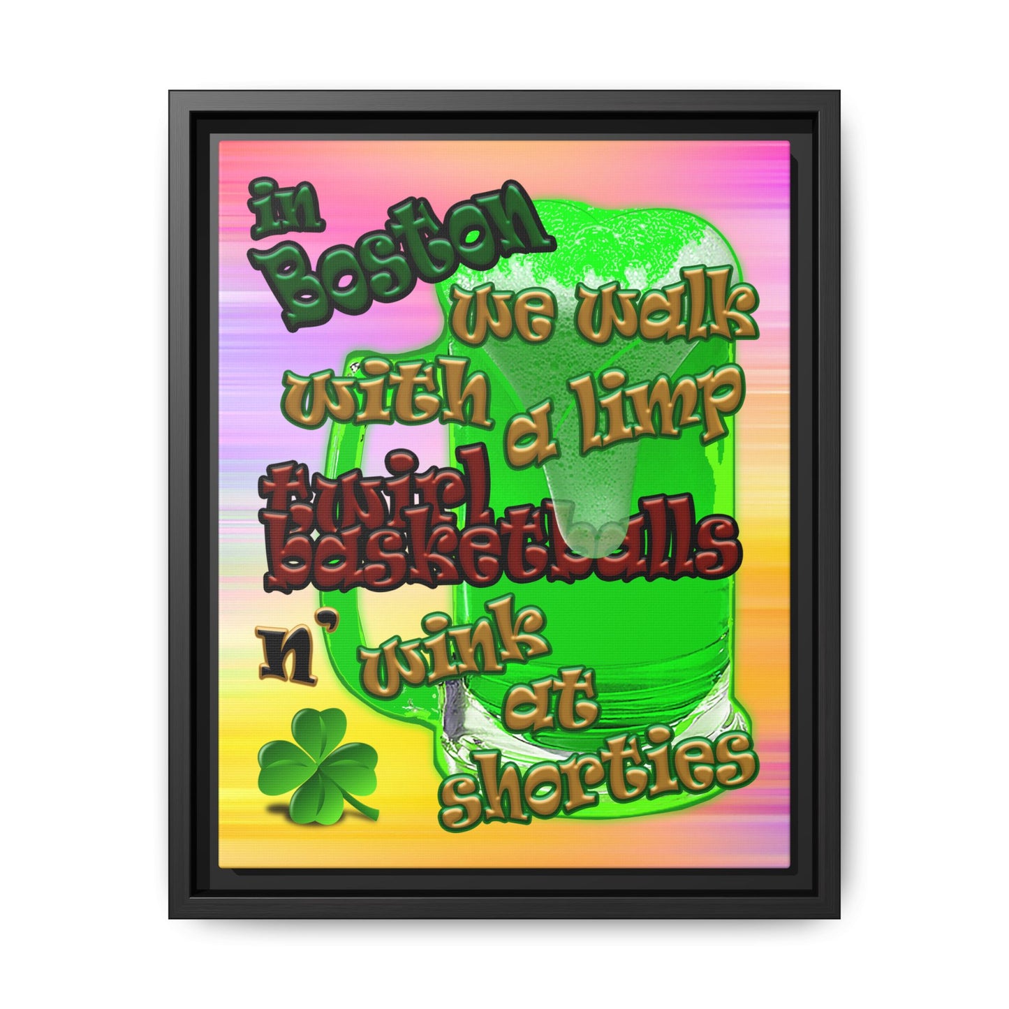 celtics logo - framed canvas art (color blur)