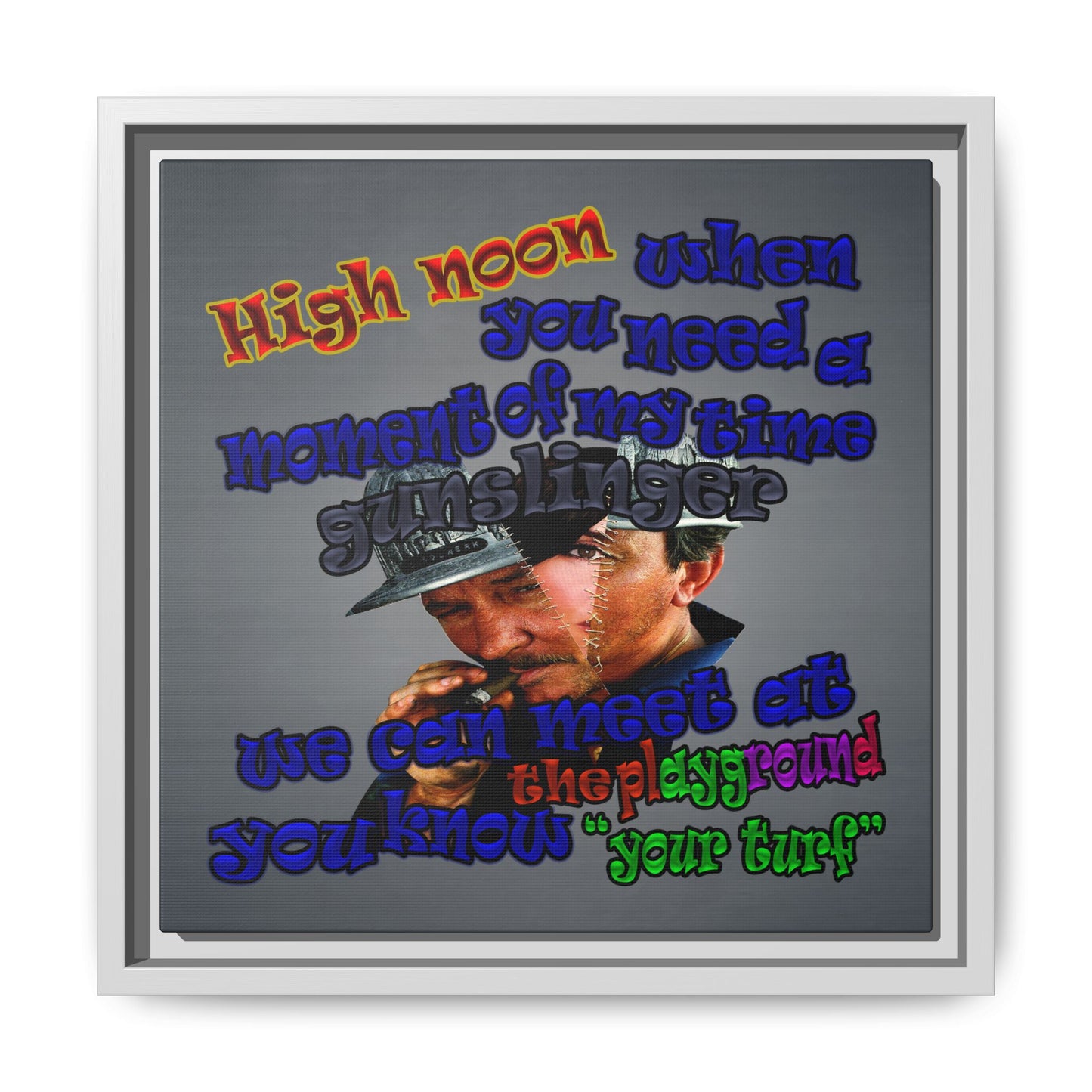 high noon - framed canvas art (grey-light grey)