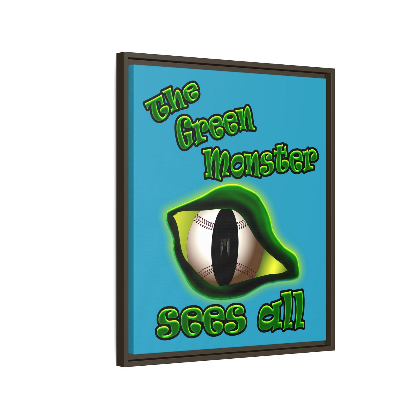 green monster - framed canvas art (turquoise)