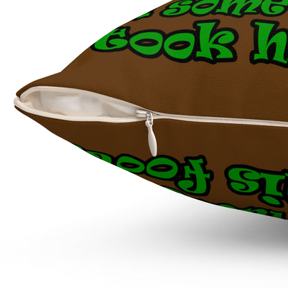 turtle race - Spun Polyester Square Pillow - (brown)