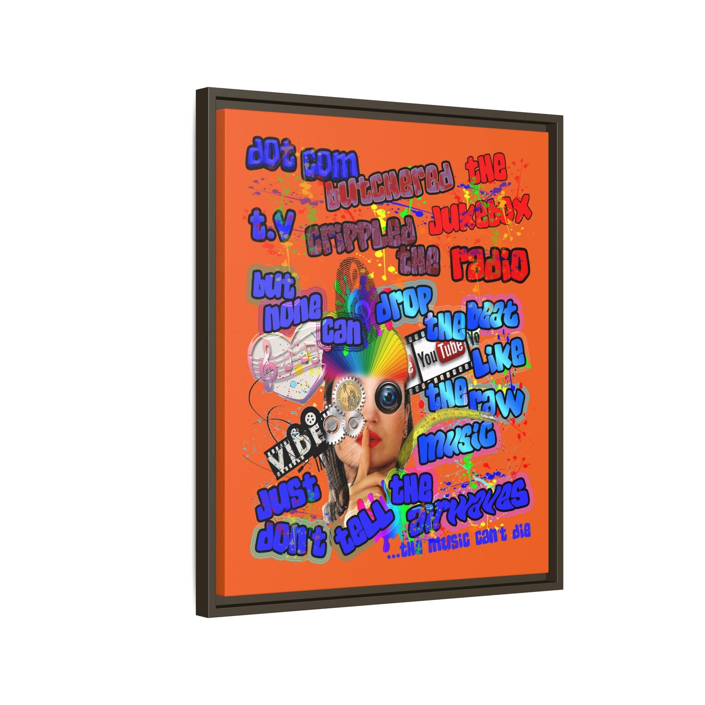drop the beat - framed canvas art (orange)