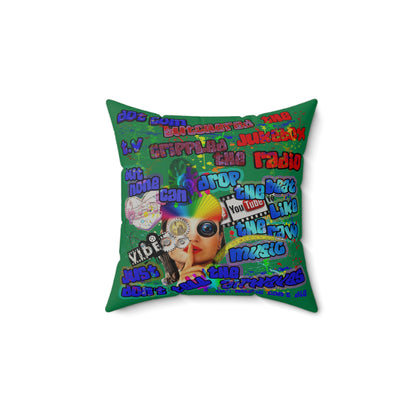 drop the beat - Faux Suede Square Pillow - (dark green)
