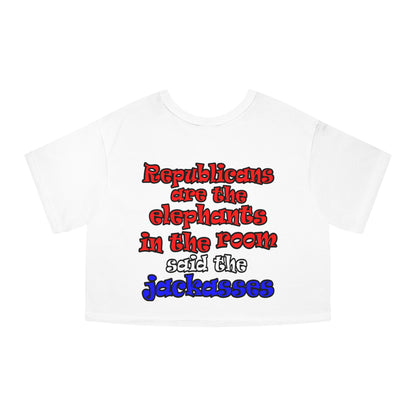 donkeys and elephants - Champion Women's Heritage Cropped T-Shirt