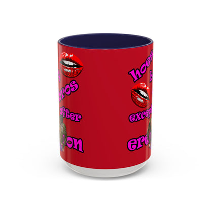 hoes b4 bros - Accent Mug (dark red)