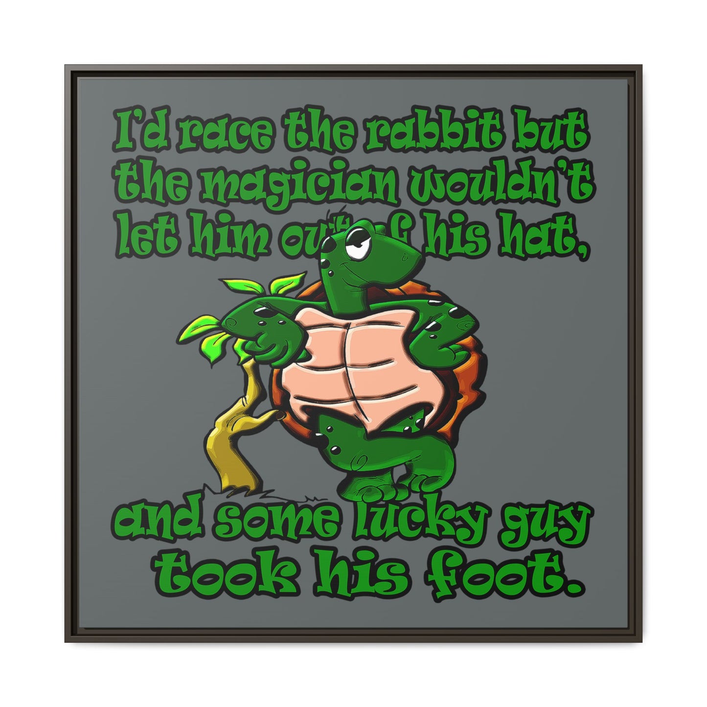 turtle race - framed canvas art (dark grey)
