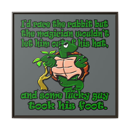 turtle race - framed canvas art (dark grey)