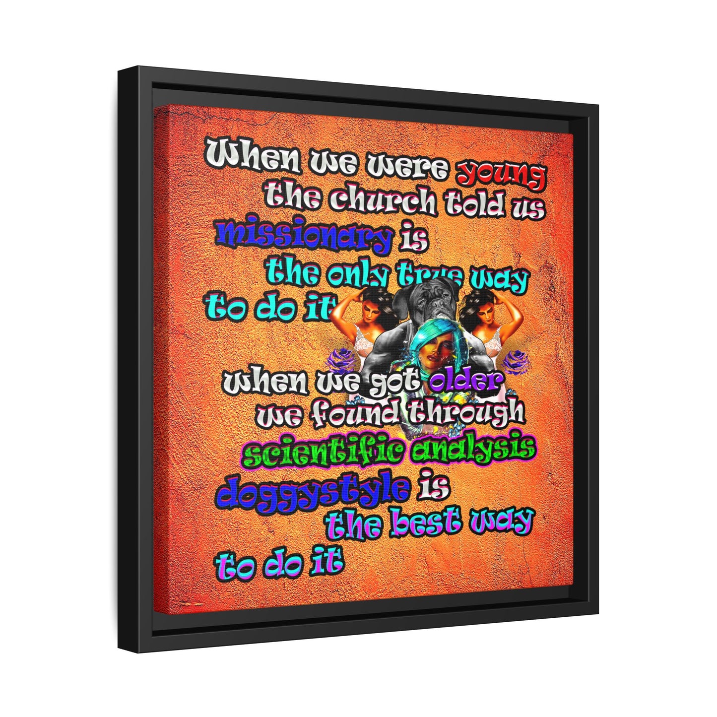 doggystyle - framed canvas art (burnt orange)