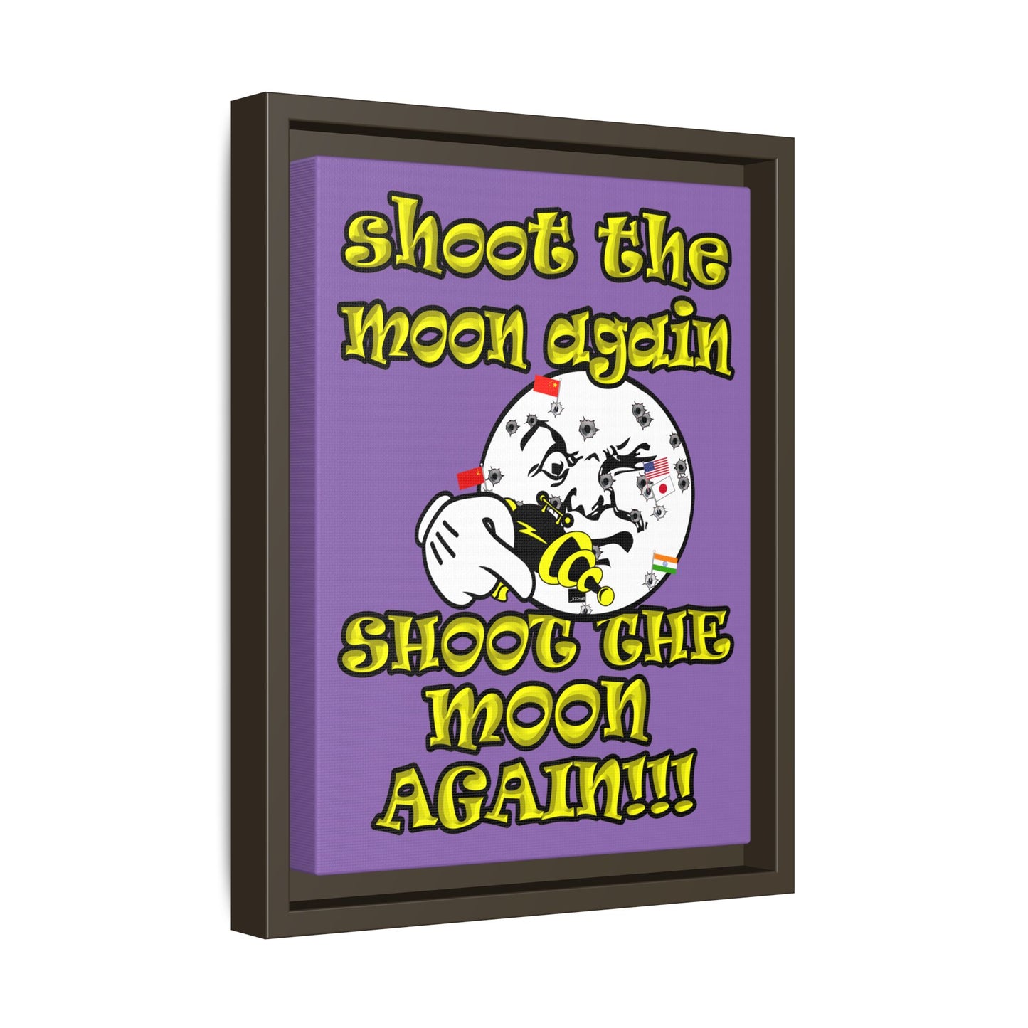shoot the moon again - framed canvas art (light purple)
