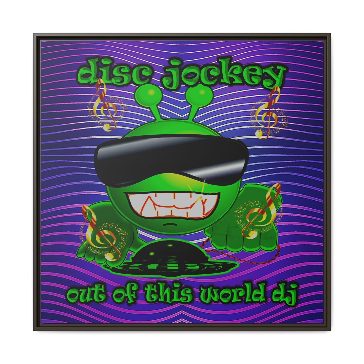 disc jockey - framed canvas art (purple wave)