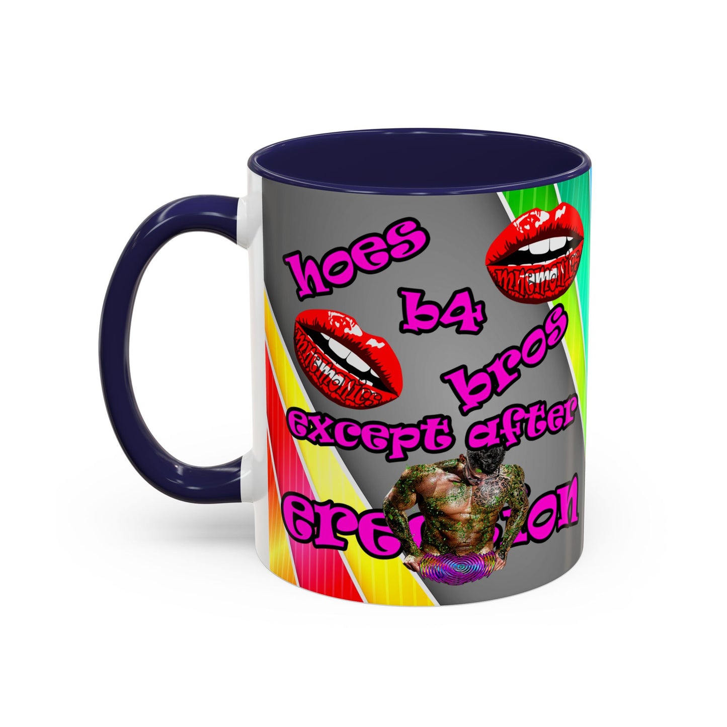 hoes b4 bros - Accent Mug (rainbow split)