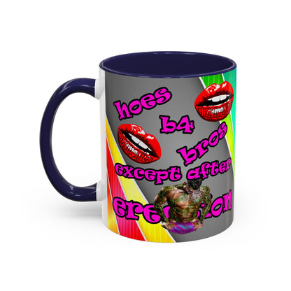 hoes b4 bros - Accent Mug (rainbow split)