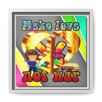 love peace - framed canvas art (rainbow split)