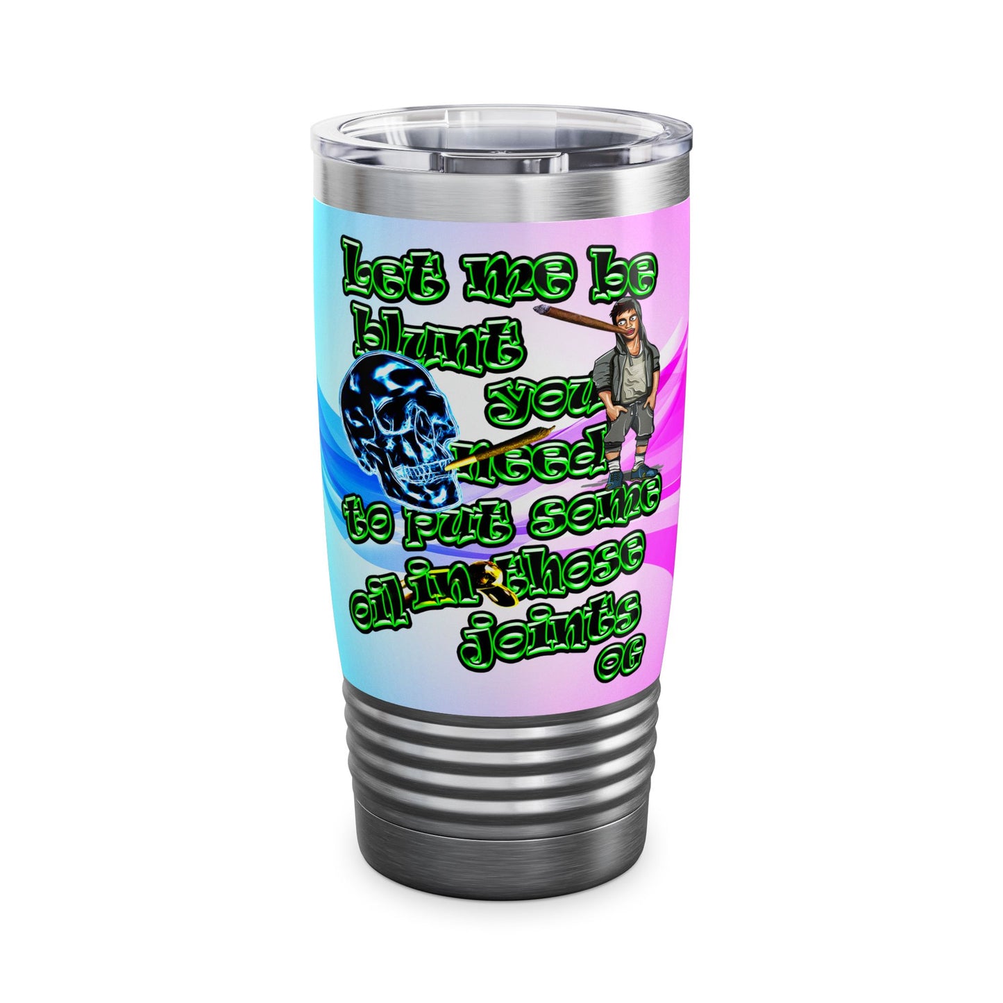 og - Ringneck Tumbler, 20oz (light blue-pink wave)