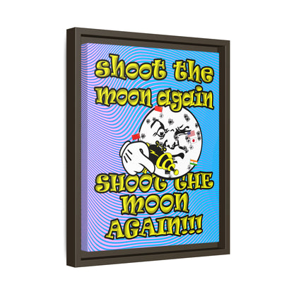 shoot the moon again - framed canvas art (light blue-purple wave)