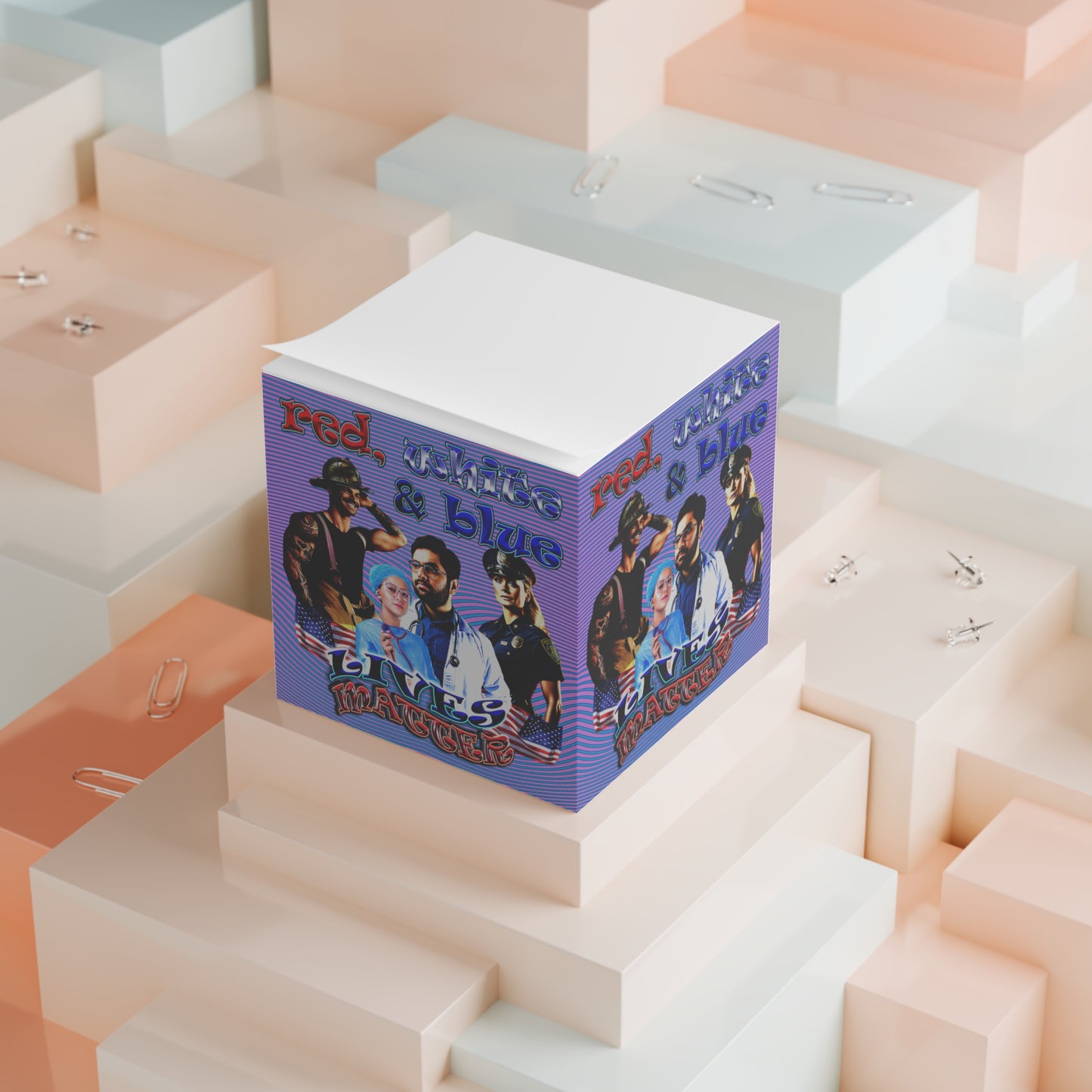 rw&b lives matter - note cube (light blue-purple wave)