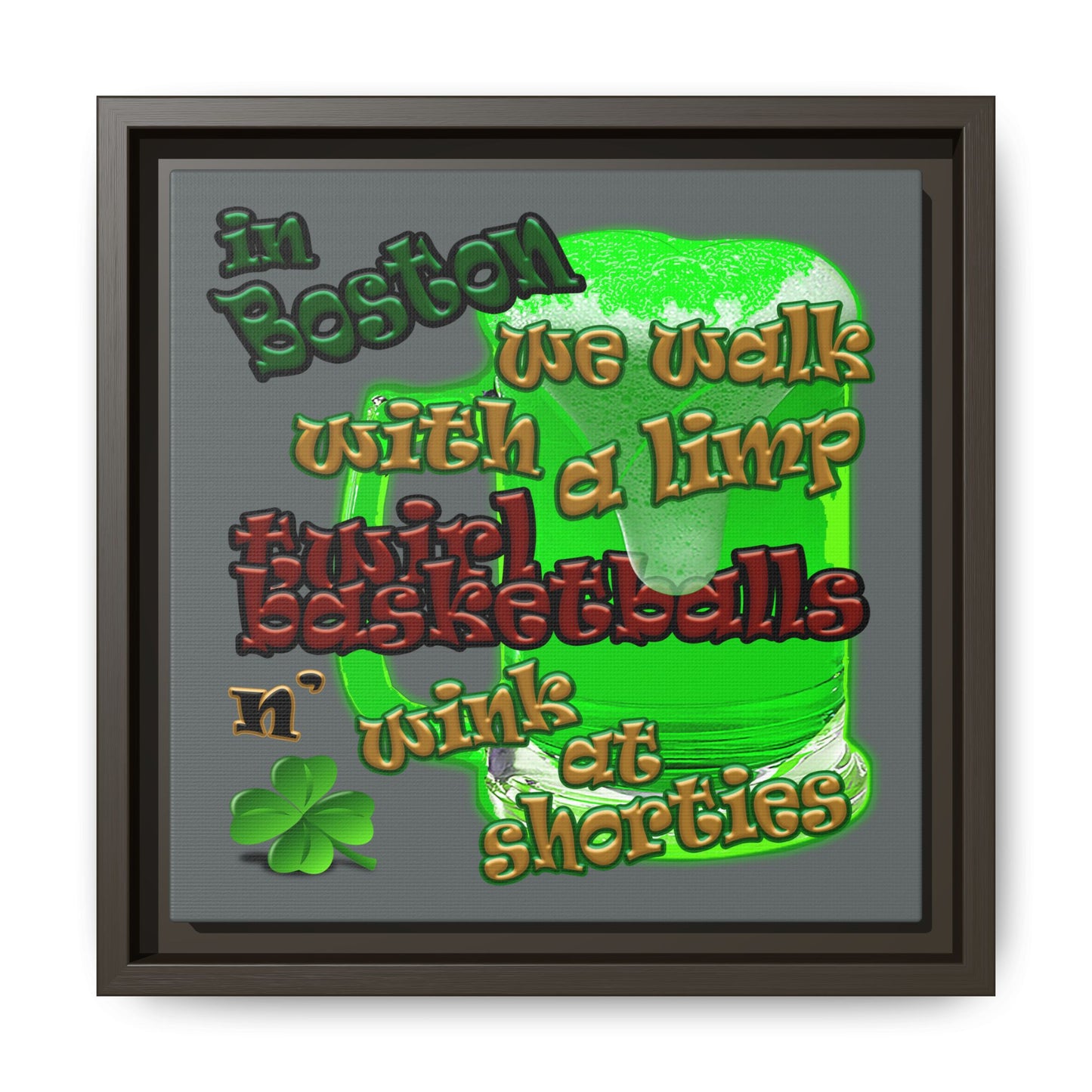 celtics logo - framed canvas art (dark grey)