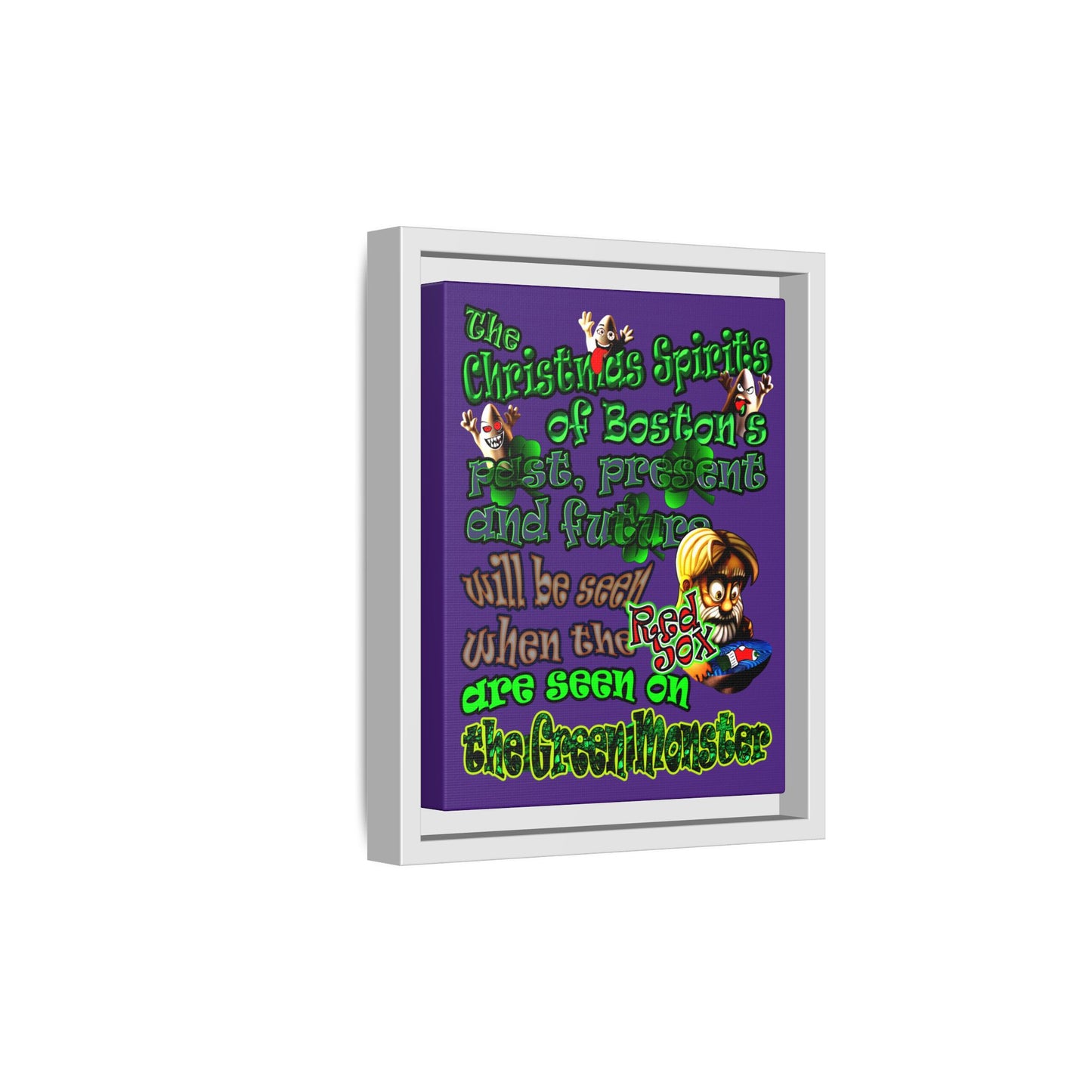 christmas spirits of boston - framed canvas art (purple)