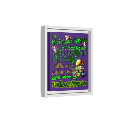 christmas spirits of boston - framed canvas art (purple)