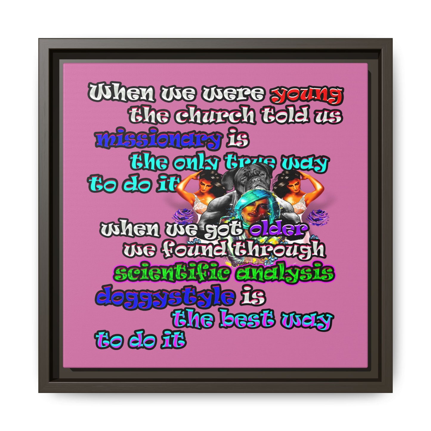 doggystyle - framed canvas art (light pink)