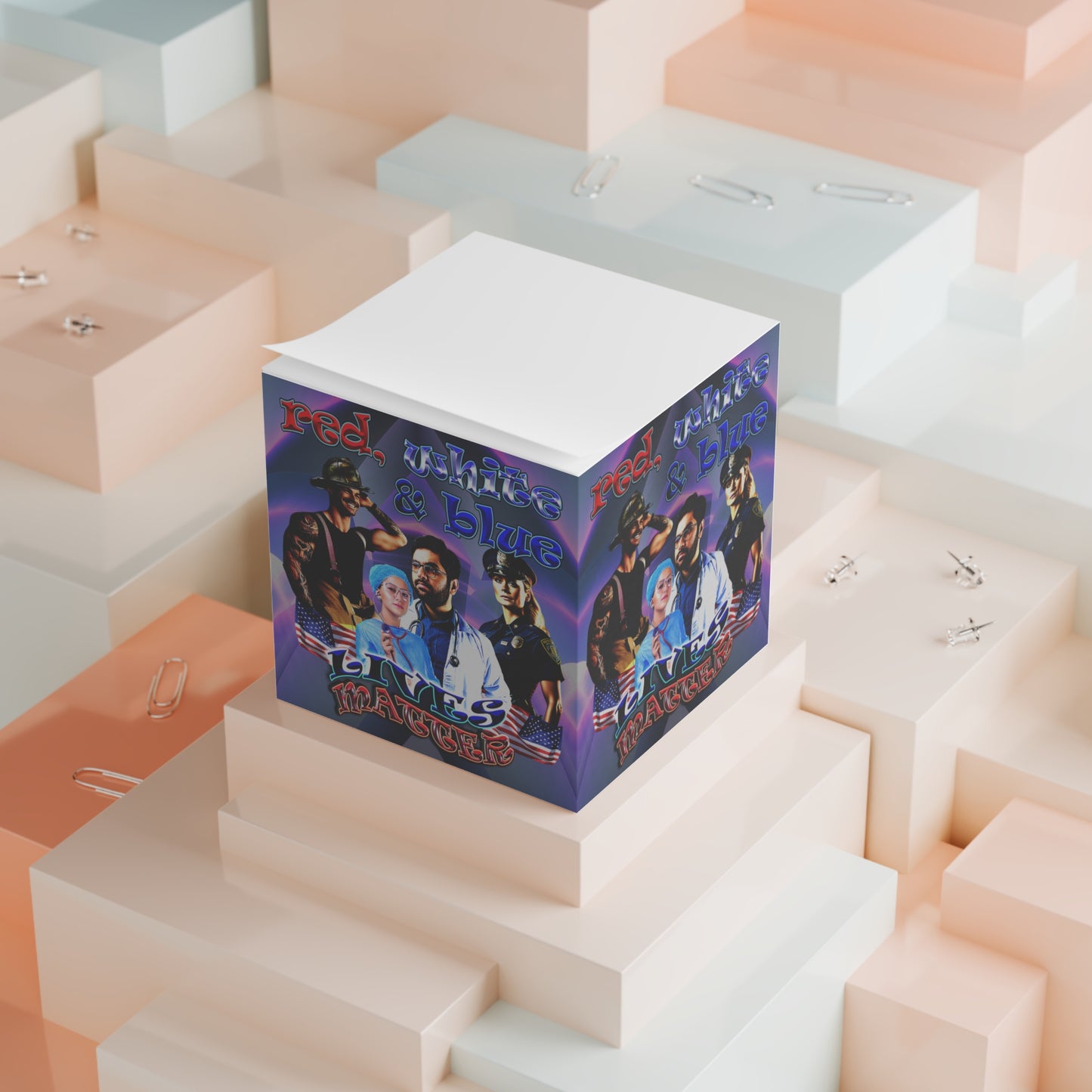 rw&b lives matter - note cube (grey-pink wave)