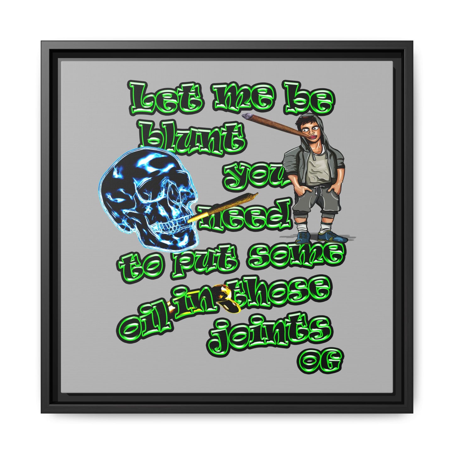 og - framed canvas art (light grey)