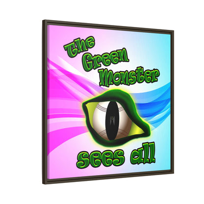 green monster - framed canvas art (light blue-pink wave)