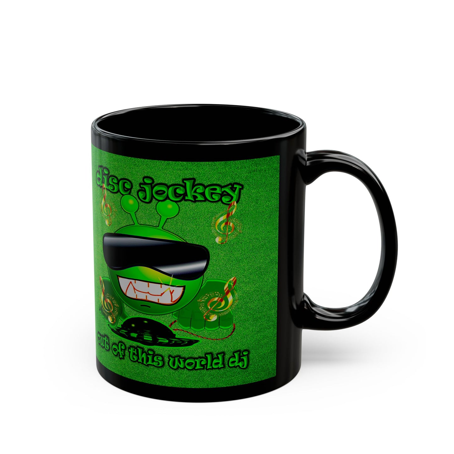 disc jockey - Black Mug (green turf)