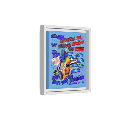 drop the beat - framed canvas art (light blue)