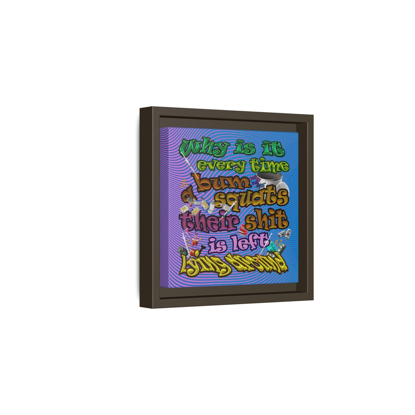 the bum's shit - framed canvas art (light blue-purple wave)