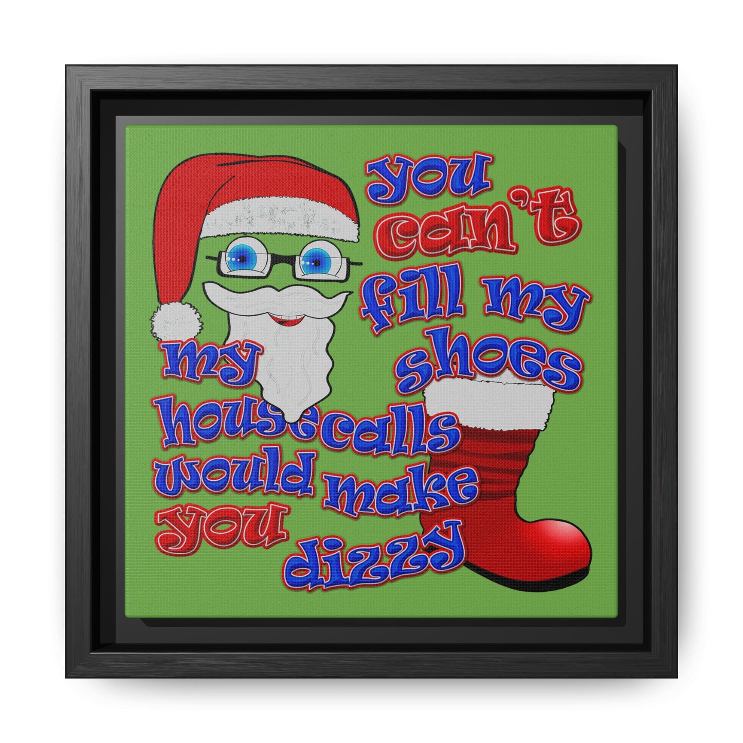 santa's shoes - framed canvas art (green)