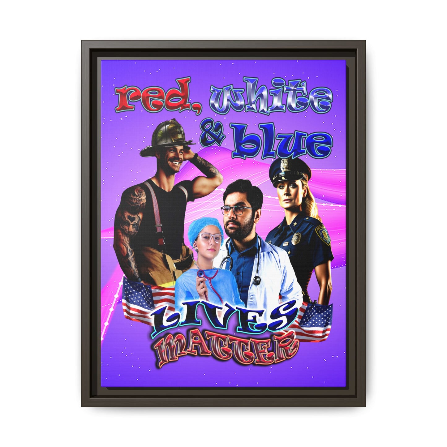 rw&b lives matter - framed canvas art (purple-pink wave)