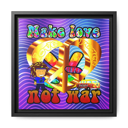 love peace - framed canvas art (purple wave)