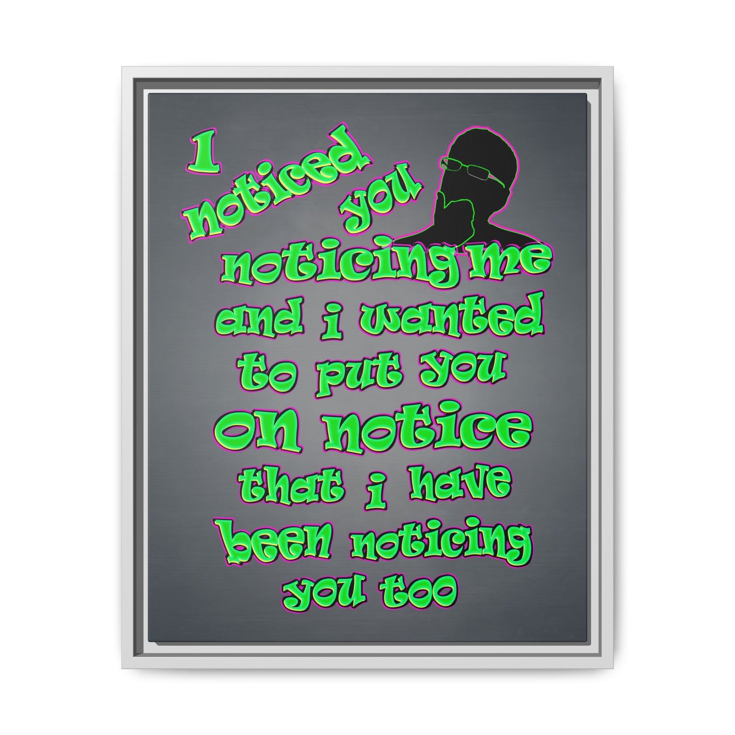 noticed you noticing - framed canvas art (grey-light grey)