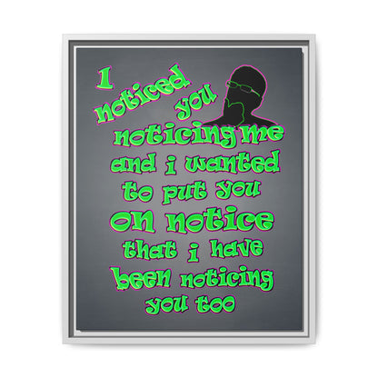 noticed you noticing - framed canvas art (grey-light grey)