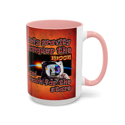 defy conquer reach - Accent Mug (burnt orange)