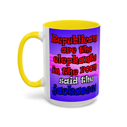 donkeys and elephants - Accent Mug (purple-pink wave)