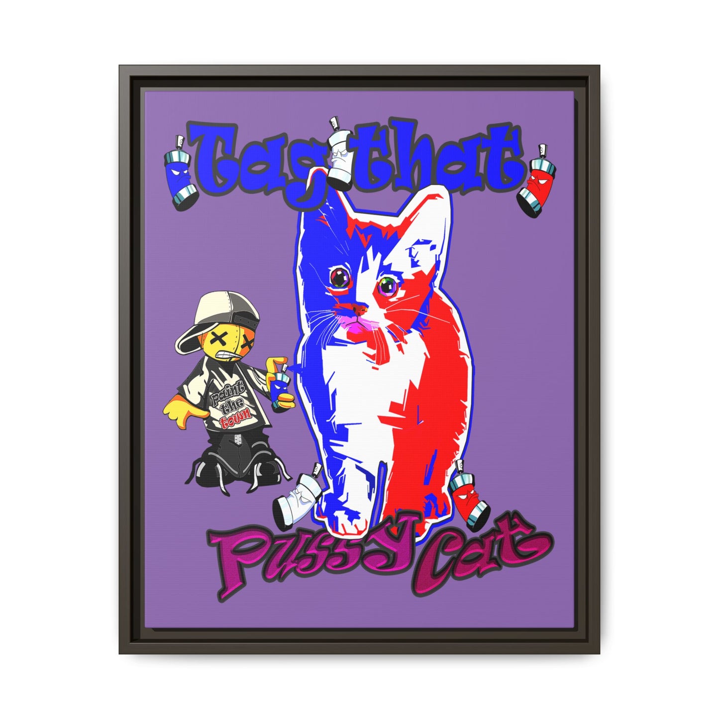 tag that - framed canvas art (light purple)