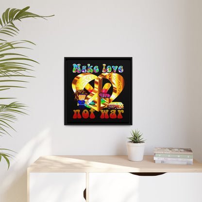love peace - framed canvas art (black)