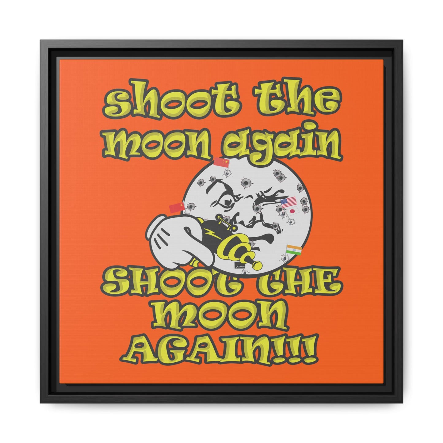 shoot the moon again - framed canvas art (orange)