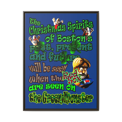 christmas spirits of boston - framed canvas art (dark blue)
