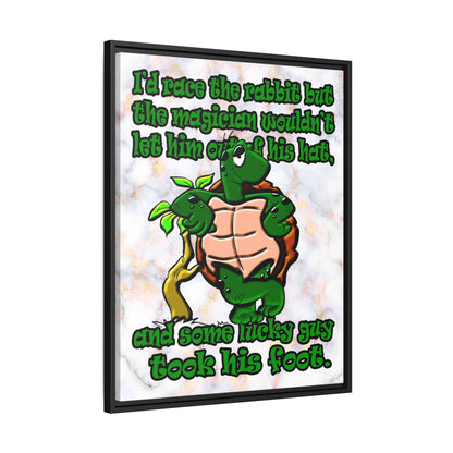 turtle race - framed canvas art (white marble)